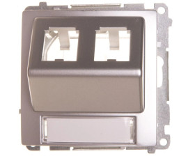 Simon Basic Pokrywa gniazd teleinformatycznych na wkłady RJ skośna podwójna srebrny mat BMGPS2P.02/43