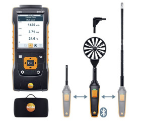 Miernik przepływu powietrza Zestaw ComboKit 2 przepływu powietrza 440 dP z Bluetooth przepływ 50m/s 0.01m/s Testo