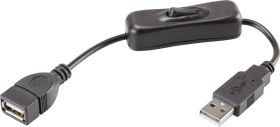Renkforce Kabel USB USB 2.0 Złącze męskie USB-A, Złącze żeńskie USB-A 0.25 m czarny z przełącznikiem, styki pozłacane RF