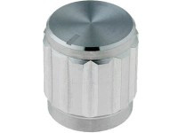 GALKA-64-15 Gałka srebrna aluminiowa na ośkę 6.4 mm śr. 15 mm wys. 15mm