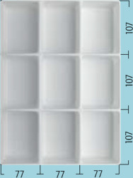 Thermoformed insert, with 9 compartments, white, (L x W x D) 340 x 250 x 38 mm, TE 9 S