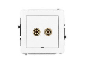 DECO Gniazdo głośnikowe pojedyncze bez p.opis. (typu banan - czerwony i czarny pozłacany 4 mm2 do lutowania) biały DGGBO-3 KARLI