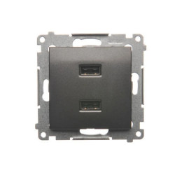 Simon 54 Ładowarka 2 x USB (moduł) 2.1 A 5V DC 230V czarny mat DC2USB.01/49