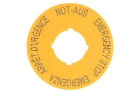 Tabliczka opisowa żółta okrągła fi60 EMERGENCY STOP M22-XBK1 216483