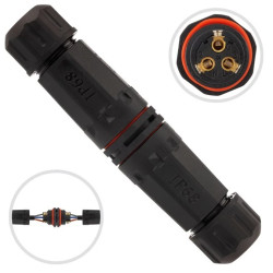 Mufa z dławikami 3x2,5mm2 IP68 PA66 250V prosta czarna NEKU