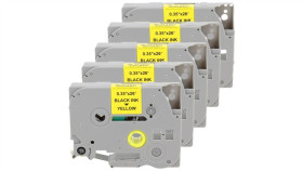 Taśma 5X Tze-621 Do Drukarki Brother 9Mm 8M Żółta Taśma Czarny Nadruk