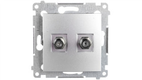 Simon 54 Gniazdo Antenowe Podwójne Typu F Srebrny Mat Dasf2.01/43