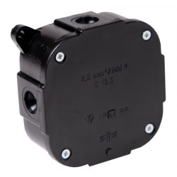 Puszka instalacyjna natynkowa z wkrętami 88x88x40mm hermetyczna IP44 czarna ViPlast