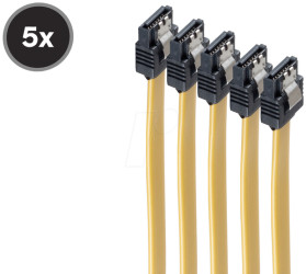 BS78246-0.5Y-5 Set of 5, SATA 6 Gb/s cable, connector &gt; connector, 0.5 m, yello