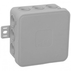 Puszka n/t CLICK, IP54, 12 przepustów, 85x85x41mm, szara,OR-JB-13803/G