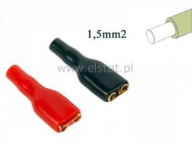 Gniazdo płaskie z koszulką, 6,3; czerwone i czarne