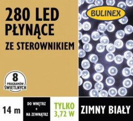 Komplet choinkowy Płynące LED 280 biały 13,95m 230V/31V 3,7W IP44 na zewnątrz i do wnętrz 13-822