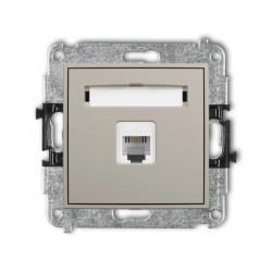 MINI Mechanizm gniazda telefonicznego pojedynczego 1xRJ11, 4-stykowy, beznarzędziowe taupe 60MGT-1