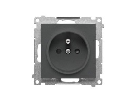 SIMON 55 Gniazdo pojedyncze z uziemieniem z przesłonami szybkozłącza grafitowy mat TGZ1CZ.01/116 KONTAKT SIMON