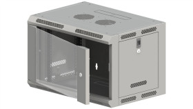 Szafa Rack Wisząca 19 Cali 6U 600X600, Niedzielona, Drzwi Szklane, Kolor...