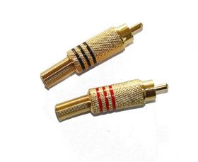 Wtyk RCA CHINCH -złoty komplet czarne czerwone DUŻY (2szt)