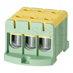 Złączka szynowa 3-torowa Al/Cu 16-95mm2 na TH35 żółto-zielony FJ-E95/3/D HEDO