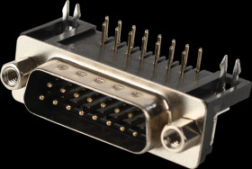 107-15-1-1-20 D-SUB plug, 15-pole, angled