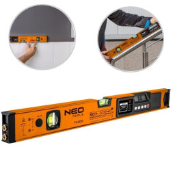 Poziomnica aluminiowa z wyświetlaczem 60cm + laser krzyżowy, 2 libelle NEO