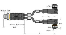 Turck 6628102 Rozdzielacz i adapter czujnika/aktuatora VBRS4.4-2WKC4.324T-7/7/TXL, 7 m, 1 szt.