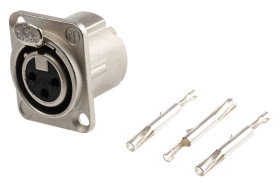 Złącze XLR 3 -pinowe Montaż na panelu Żeński Naturalny