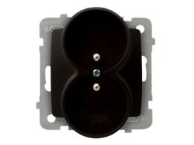 KARO Gniazdo podwójne z uziemieniem do ramki IP-20 zaciski gwintowe czekoladowy metalik GP-2SRZ/m/40 OSPEL