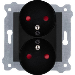 Gniazdo podwójne z uziemieniem i przesłonami torów prądowych (typ E) Czarny Metalik 248/14E EXEN