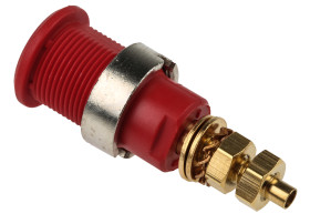Gniazdo bananowe Żeński Połączenie lutowane typ Gniazdo bananowe Czerwony 32A Staubli rozmiar 4 mm
