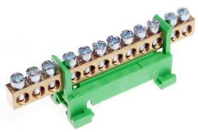 Listwa zaciskowa zerowa 12-torowa - zielona