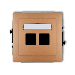 DECO Mechanizm gniazda multimedialnego podwójnego bez modułu (standard Keystone) złoty metalik 8DGM-2P