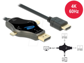 85974 3-in-1 cable, USB-C/DP/Mini DP to HDMI 1.75 m