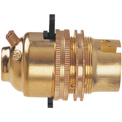 Dencon 101NB BC Brass 1/2in Switched Lamp Holder