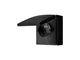 SIMON AQUACLICK Gniazdo pojedyncze z uziemieniem klapka w kolorze z przesłonami szybkozłącza IP44 czarny ACGZ1CZ/49 KONTAKT SIMO