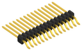 Pin header, 15 pole, pitch 1.27 mm, straight, black, SLVW3SMD07315G