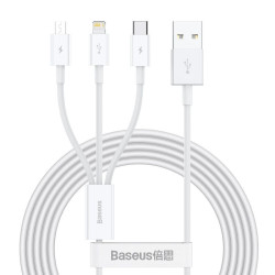 Kabel przewód USB 3w1 - USB-C, Lightning, micro USB 150cm Baseus CAMLTYS-02 do 3,5A