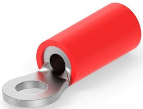 Insulated ring cable lug, 0.3-1.42 mm², AWG 22, 3.02 mm, M2.5, red, 34141