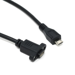 Panel Mount Extension USB Cable - Micro-USB Male to Female