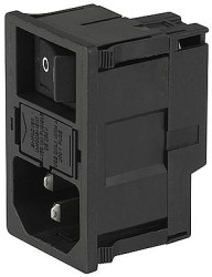 Combination element plug C14 or C18, 3 pole/2 pole, snap-in, plug-in connection, black, KM00.2105.11