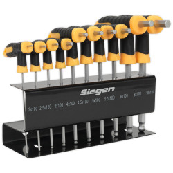 Siegen S01150 Ball-End Hex Key Set 10pc T-Handle Metric