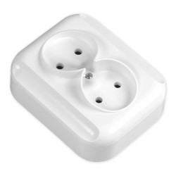 TURKUS Gniazdo podwójne natynkowe bez uziemienia białe GNt-5T