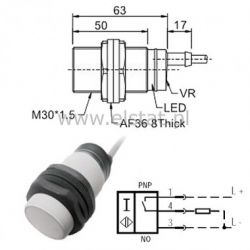 Czujnik pojem. CR30SCF10DPO ( PNP, NO, 3P )