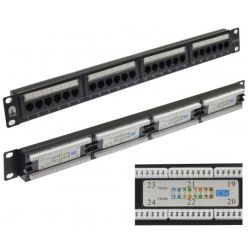 Patch panel RACK 19" kat.5e 24p UTP 1U czarny NEKU
