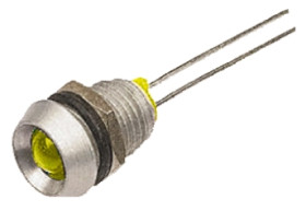 Lampka kontrolna do montażu panelowego 2.1V dc, Żółta 8mm LED Chrom Wyprowadzenia Bulgin