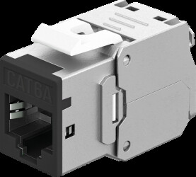 77943 Keystone module, Cat.6a STP, RJ45 socket / LSA, black