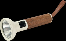 27700408 LED torch, wood effect, rechargeable battery