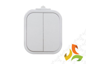 B2 IP54 Wyłącznik podwójny świecznikowy n/t 10A 250V WNT-2B2 biały ABEX