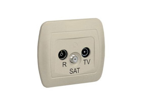 AKORD Gniazdo antenowe RTV-SAT przelotowe beżowe tłumienie R 11dB TV SAT 10dB AASP/12 KONTAKT SIMON
