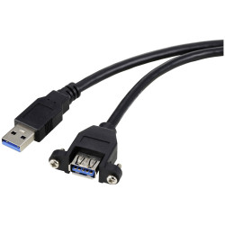 Renkforce RF-5720388 USB cable recess-mount black 1.00 m screwable