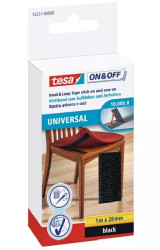 Taśma rzepowa szerokość 20mm, typu: haczyk-pętelka Czarny Tesa długość 1m