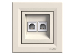 ASFORA Gniazdo telefoniczne podwójne 2xRJ11 kremowe z ramką EPH4200123 SCHNEIDER ELECTRIC